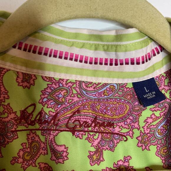 RARE ROBERT GRAHAM striped button down shirt paisley cuffs preppy coastal 2644 - Picture 8 of 16